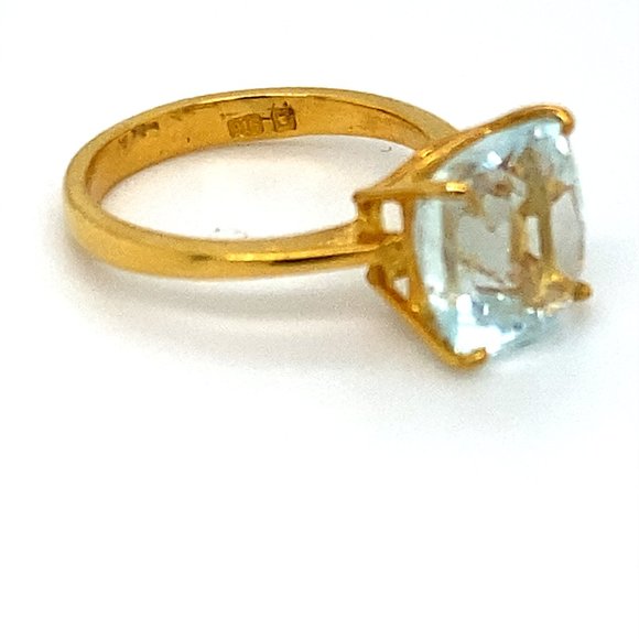 Aquamarine 4.97ct Solid 22K Yellow Gold Ring - Picture 3 of 7